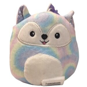 Squishmallows Tiedye "Felexine" Fox‎ Plush Keychain
